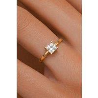 Serla Women's Gold Plated Diamante Solitaire Ring | Size: Large