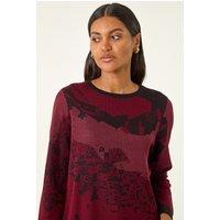 Roman Women's Shimmer Colour Block Knit Jumper in Red | Size: 12