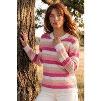 Roman Women's Stripe Soft Knit Jumper in Pink | Size: 10