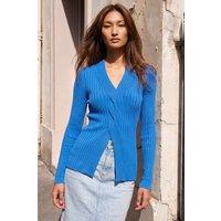 Roman Women's Cable Split Detail Rib Jumper in Blue | Size: 12