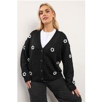 Yours Women's Applique Flower Cardigan in Black | Size: 22-24