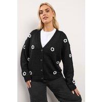 Yours Women's Applique Flower Cardigan in Black | Size: 30-32