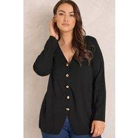 Evans Women's Premium Button Cardigan in Black | Size: 30-32