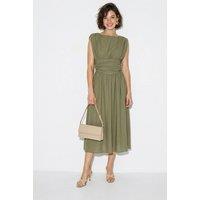Bianco Lucci Women's Sleeveless A-Line Midi Dress in Khaki | Size: Small