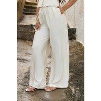 GYM KING Women's Signature Woven Paper Bag Trousers Neutral in Natural | Size: Large