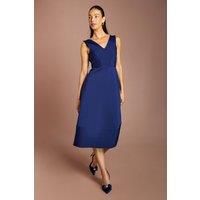 Coast Women's V Neck Sleeveless Bandage Midi Dress in Navy | Size: 14