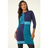 Roman Women's Colour Block Knitted Dress in Blue | Size: 10