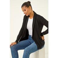 Roman Women's Knitted Zip Detail Jacket in Black | Size: 10