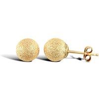 Jewelco London Women's 9ct Gold Frosted Ball Bead Stud Earrings, 6mm