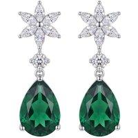 Latelita Women's Sunflower Emerald Drop Earrings Silver in Green