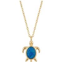 Latelita Women's Sea Turtle Blue Opal Pendant Necklace Gold