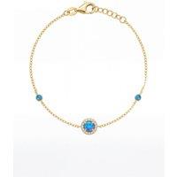 Latelita Women's Round Blue Opal Bracelet Gold CZ