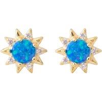 Latelita Women's Sunflower Blue Opal Stud Earrings Gold