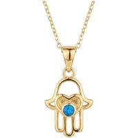 Latelita Women's Love My Hamsa Hand Blue Opal Pendant Necklace Gold