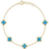 Latelita Women's Clover Flowers Bracelet Blue Opal Gold