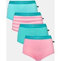 British Boxers Women's Pack of Four "Ice Cream Parlour" Bamboo Hipster Boxer Briefs in Light Pink | Size: 8