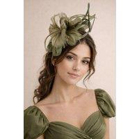 SVNX Women's Floral Feather Fascinator with Loops in Green