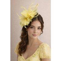 SVNX Women's Floral Feather Fascinator with Loops in Yellow