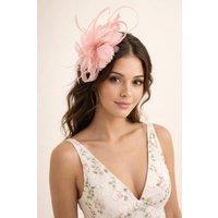 SVNX Women's Floral Feather Fascinator with Loops in Pink