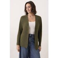 Celtic & Co Women's Longline Ribbed Cardigan in Olive | Size: Medium/Large