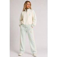 STYLEWISE Women's Fleece Co-ord Zip-Up Jacket & Jogger Set in Green | Size: Large
