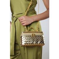 Where's That From Women's Falyse Woven Box Grab Bag in Gold