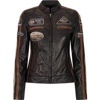 TruClothing Women's Leather Motorcycle Biker Jacket in Black | Size: Large