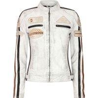 TruClothing Women's Leather Motorcycle Biker Jacket in White | Size: Large