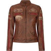 TruClothing Women's Leather Motorcycle Biker Jacket in Tan | Size: 2XL