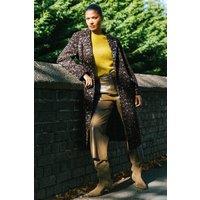 Roman Women's Animal Print Formal Pocket Coat in Brown | Size: 10