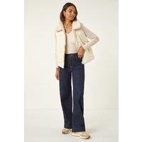 Roman Women's Reversible Fur Zip Gilet in Cream | Size: 14