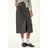 Roman Women's Coated Midi Pencil Skirt in Black | Size: 20