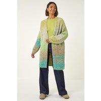 Roman Women's Ombre Longline Knit Cardigan in Green | Size: 20