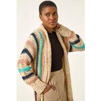 Roman Women's Pattern Fringe Detail Cardigan in Natural | Size: 20