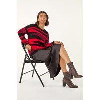 Roman Women's Fluffy Colour Block Knit Jumper in Black | Size: 12