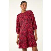 Roman Women's Animal Print Zip Front Dress in Red | Size: 10