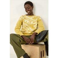 Roman Women's Floral Jacquard Knit Jumper in Pale Green | Size: 16