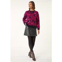 Roman Women's Floral Print Knit Jumper in Maroon | Size: 16