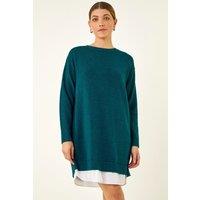 Roman Women's Mock Shirt Knitted Dress in Teal | Size: 14
