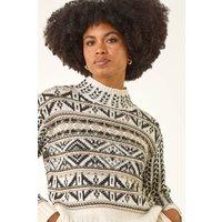 Roman Women's Jacquard Stitch Knit Jumper in Beige | Size: 20