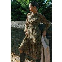 Roman Women's Speckled Print Keyhole Midi Dress in Khaki | Size: 20