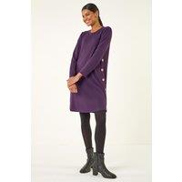 Roman Women's Side Button Detail Stretch Swing Dress in Purple | Size: 14