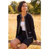 Roman Women's Tweed Detail Cardigan in Black | Size: 20