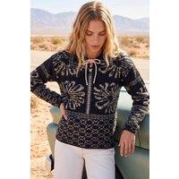 Roman Women's Floral Jacquard Knit Jumper in Black | Size: 14