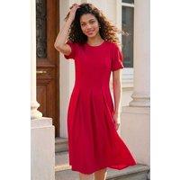 Roman Women's Petite Textured Midi Dress in Red | Size: 14