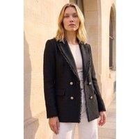 Roman Women's Fray Mid Boucle Jacket in Black | Size: 10