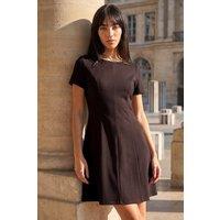 Roman Women's Petite Ponte Dress in Chocolate | Size: 12