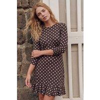 Roman Women's Polka Dot Frill Dress in Chocolate | Size: 12