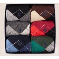 Oswin Hyde Men's Complete Argyle 6-Pack Cotton Socks