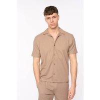 Duck&Cover Men's Hingham Casual Co-ord Set with Crinkle Texture in Taupe | Size: Medium
